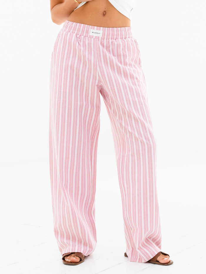 Elena Stripe Trousers - Pink