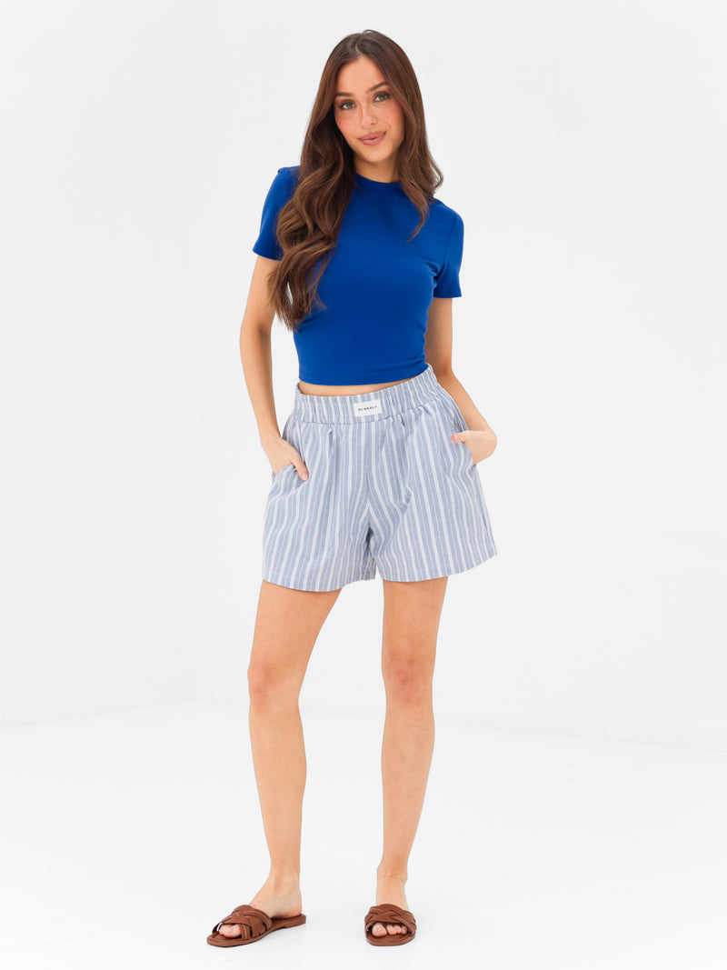 Elena Stripe Shorts - Blue
