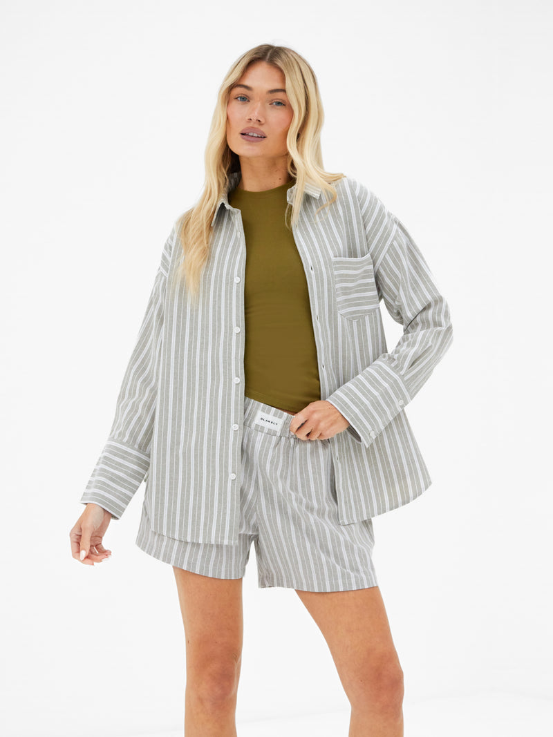 Elena Stripe Shorts - Light Brown