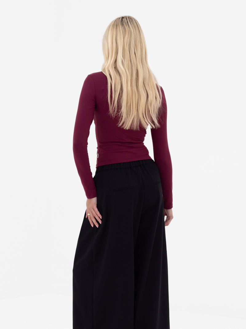 Lucia Long Sleeve Top - Burgundy