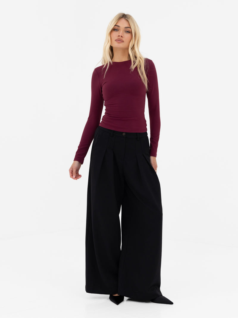 Lucia Long Sleeve Top - Burgundy