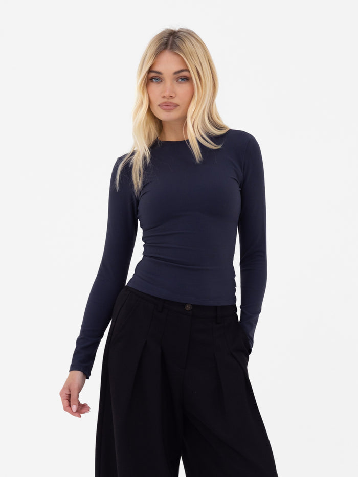 Lucia Long Sleeve Top - Soft Navy