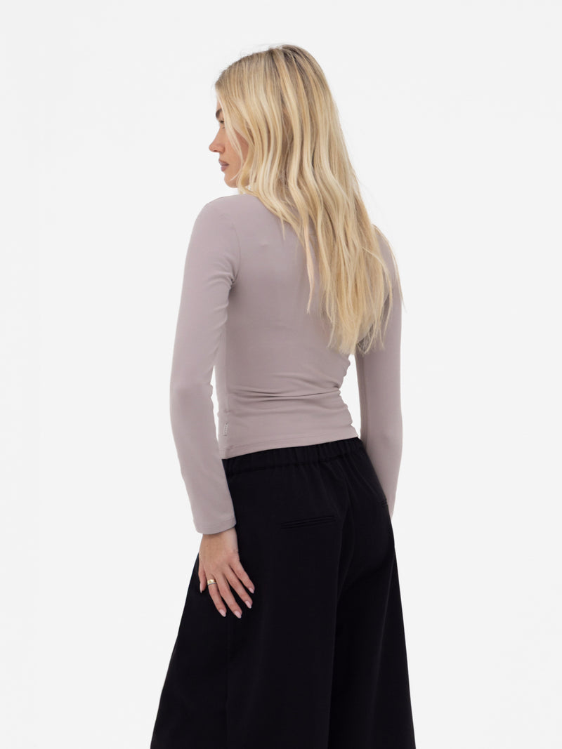 Lucia Long Sleeve Top - Pebble