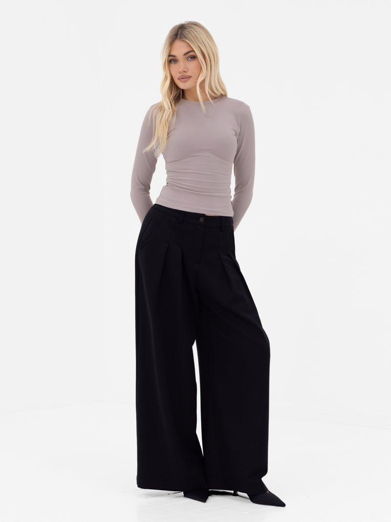 Lucia Long Sleeve Top - Pebble