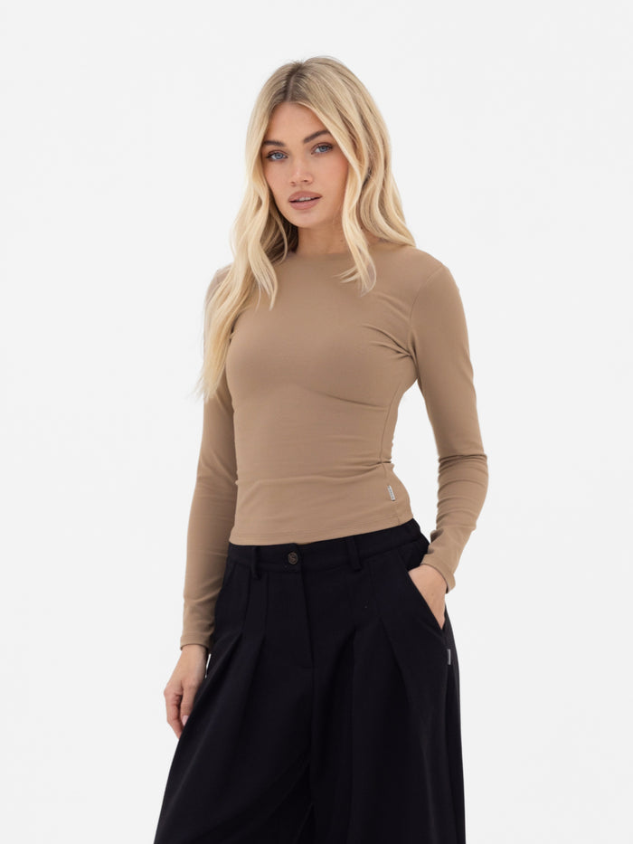 Lucia Long Sleeve Top - Tan