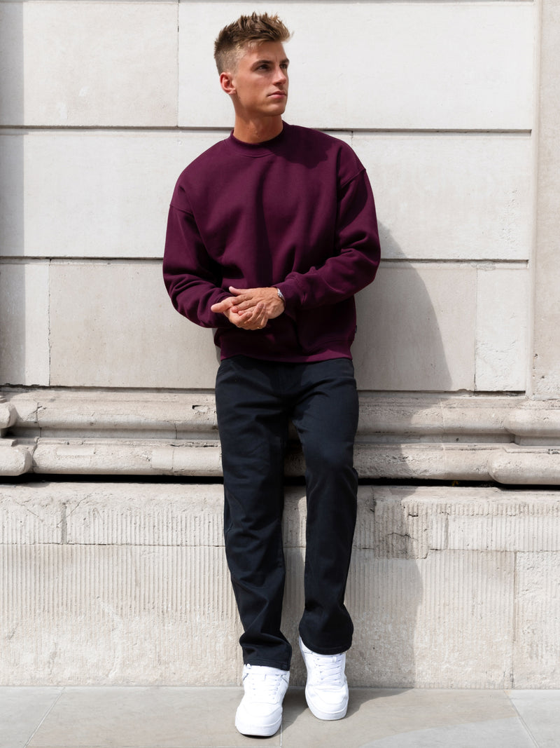 Declan Relaxed Sweater - Burgundy