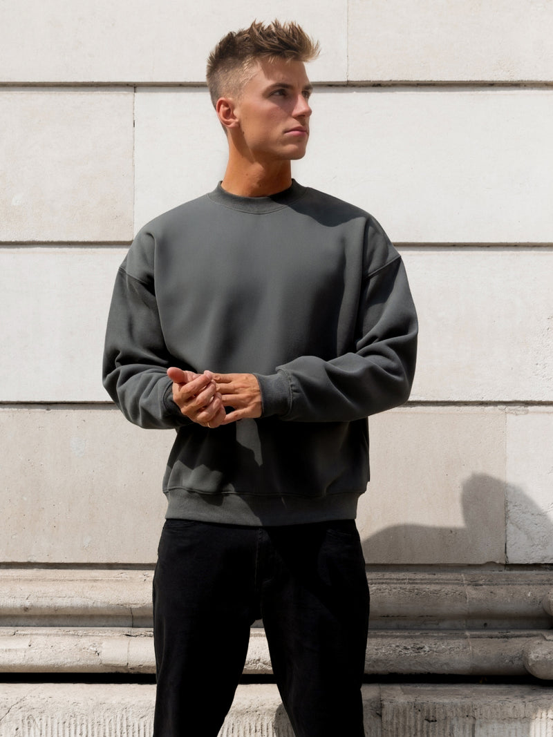 Declan Relaxed Sweater - Khaki Grey