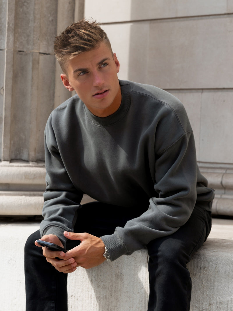Declan Relaxed Sweater - Khaki Grey