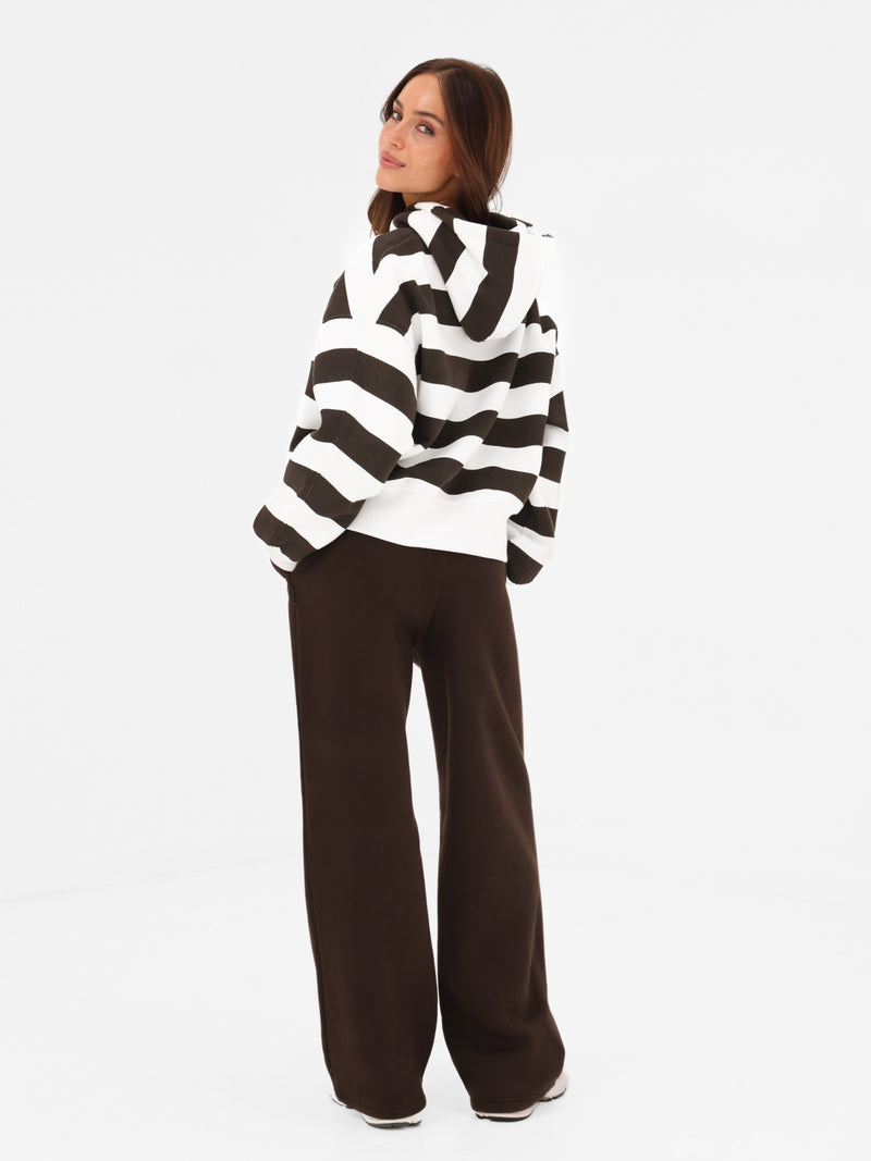 Isabel Wide Leg Sweatpants - Coffee Bean