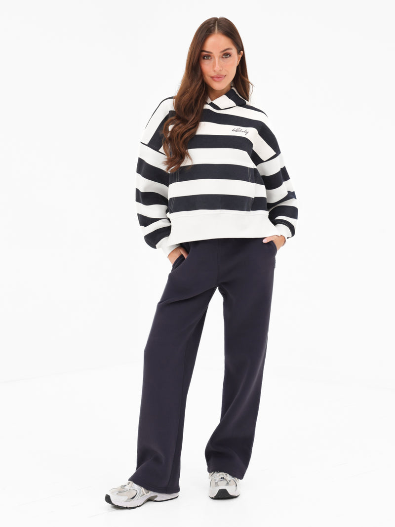 Isabel Wide Leg Sweatpants - True Navy