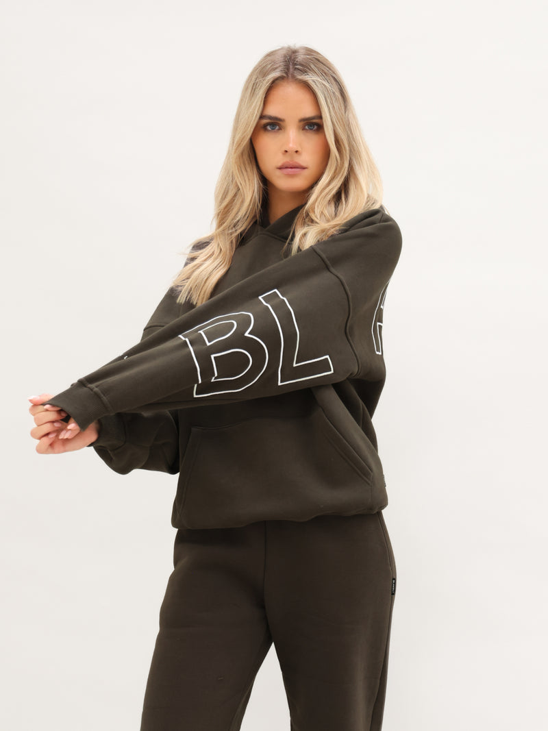 Embroidered Isabel Oversized Hoodie - Deep Brown
