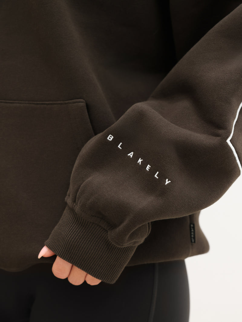 Embroidered Isabel Oversized Hoodie - Deep Brown