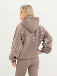 Embroidered Isabel Oversized Hoodie - Soft Brown