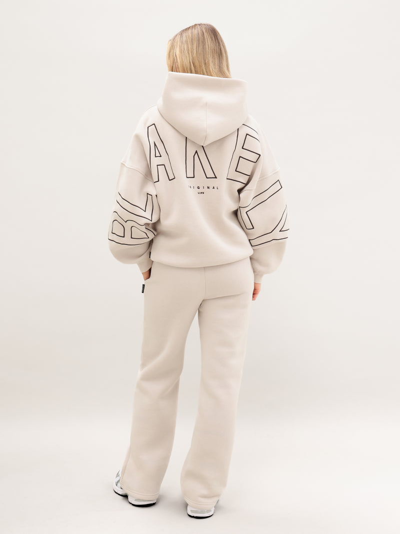 Embroidered Isabel Oversized Hoodie - Soft Taupe