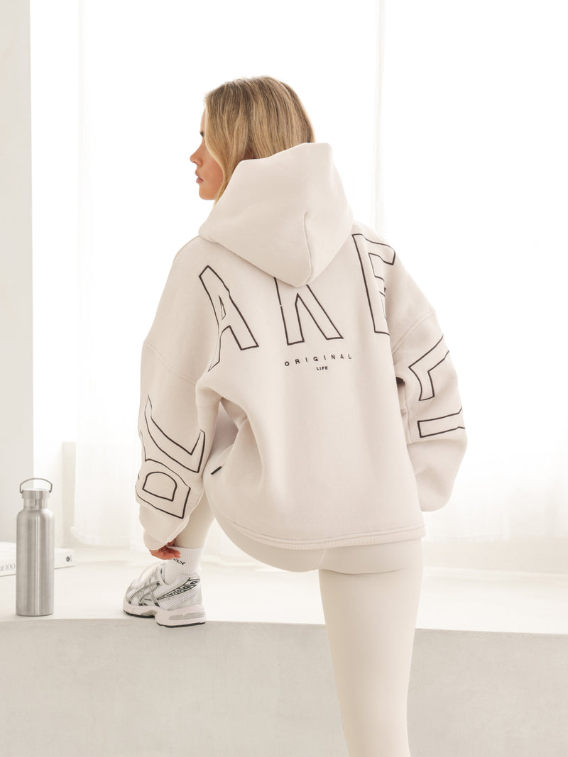 Embroidered Isabel Oversized Hoodie - Soft Taupe