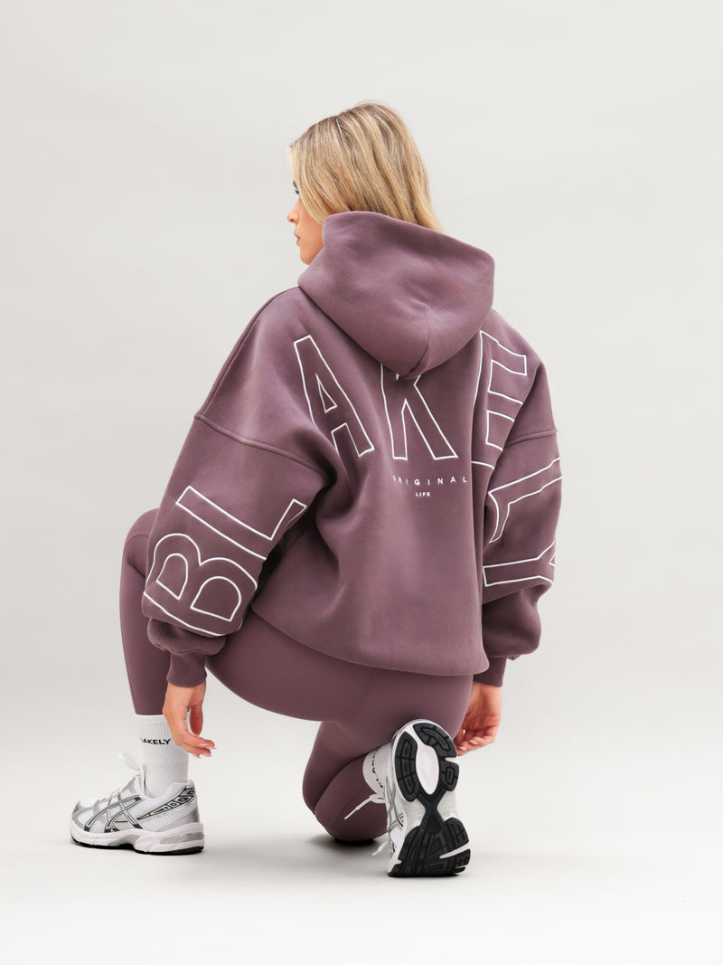 Embroidered Isabel Oversized Hoodie - Washed Plum