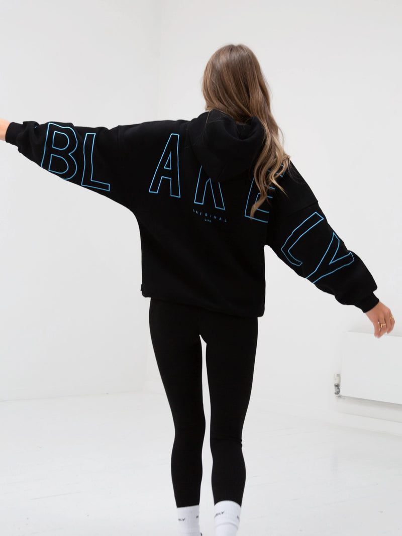 Embroidered Isabel Oversized Hoodie - Electric Blue