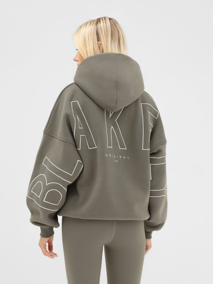 Embroidered Isabel Oversized Hoodie - Safari Green