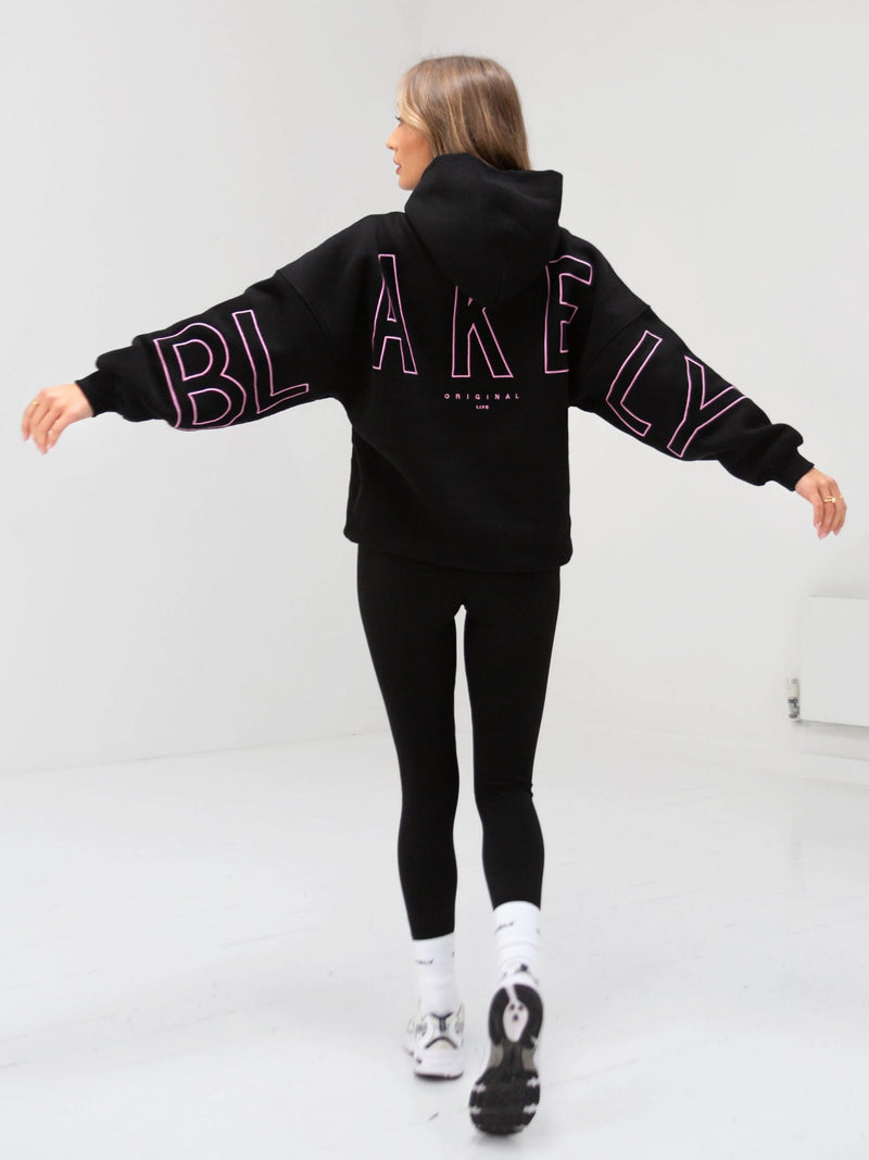 Embroidered Isabel Oversized Hoodie - Ultra Pink