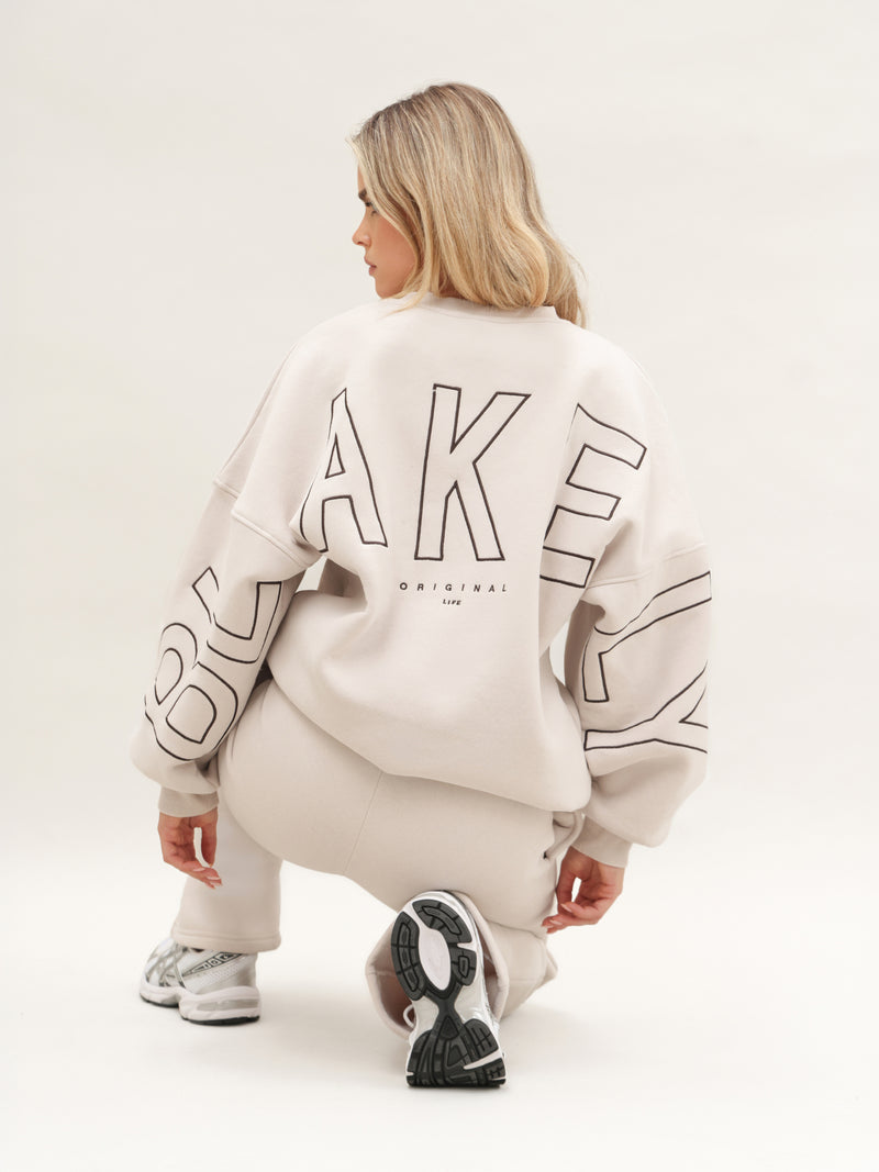 Embroidered Isabel Oversized Sweater - Soft Taupe