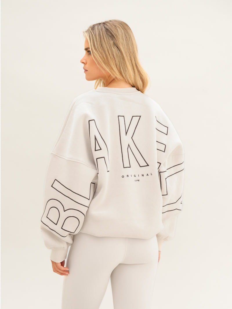 Embroidered Isabel Oversized Sweater - Soft Taupe