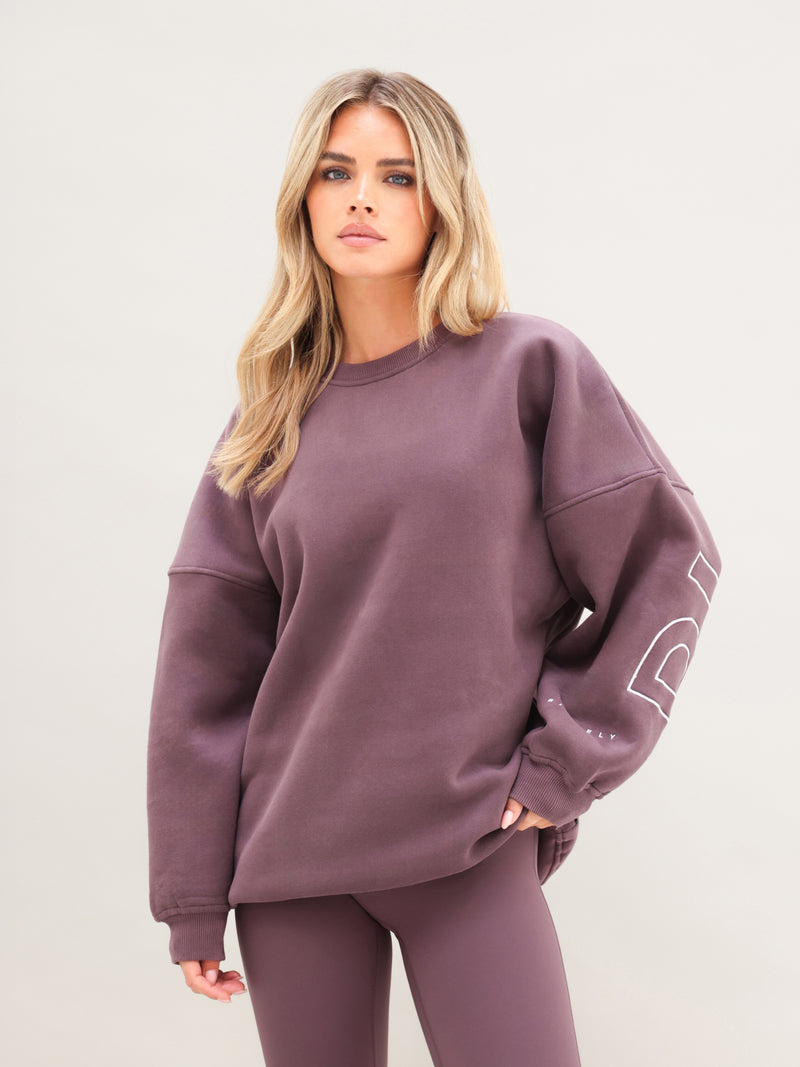 Embroidered Isabel Oversized Sweater - Washed Plum