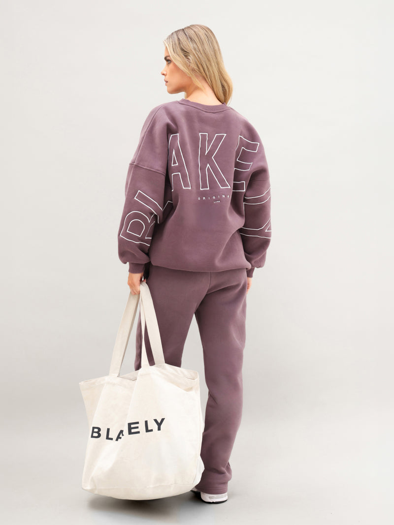 Embroidered Isabel Oversized Sweater - Washed Plum