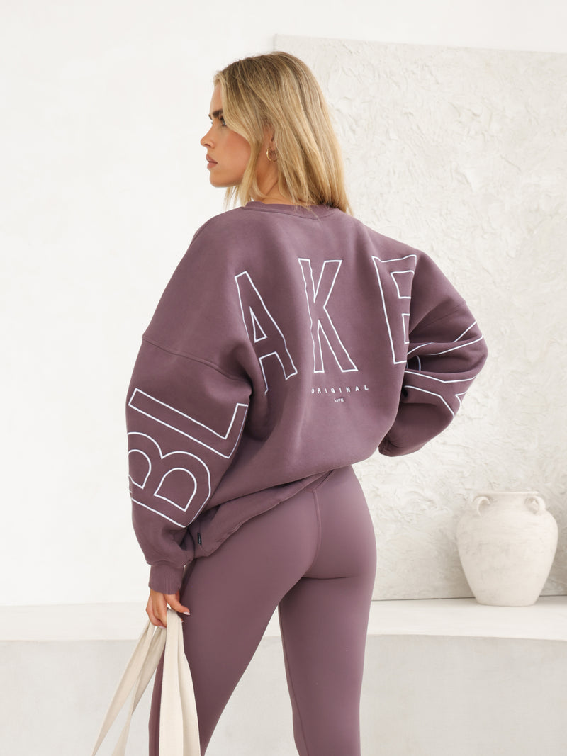 Embroidered Isabel Oversized Sweater - Washed Plum