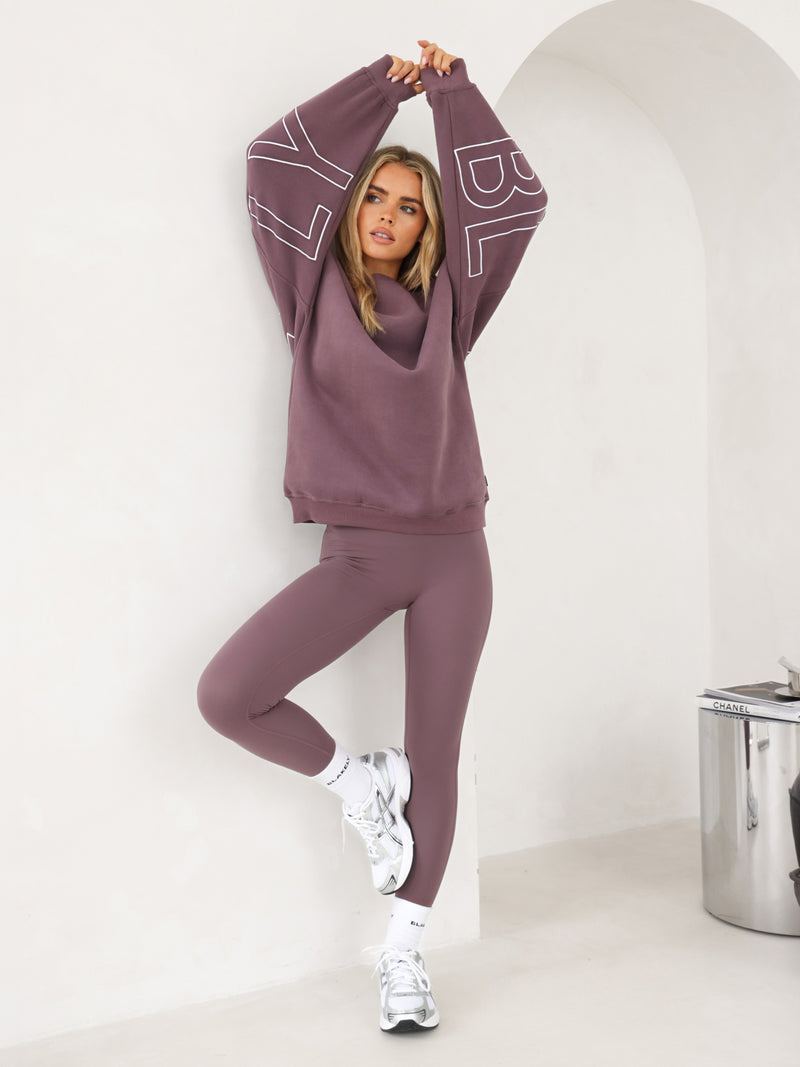 Embroidered Isabel Oversized Sweater - Washed Plum