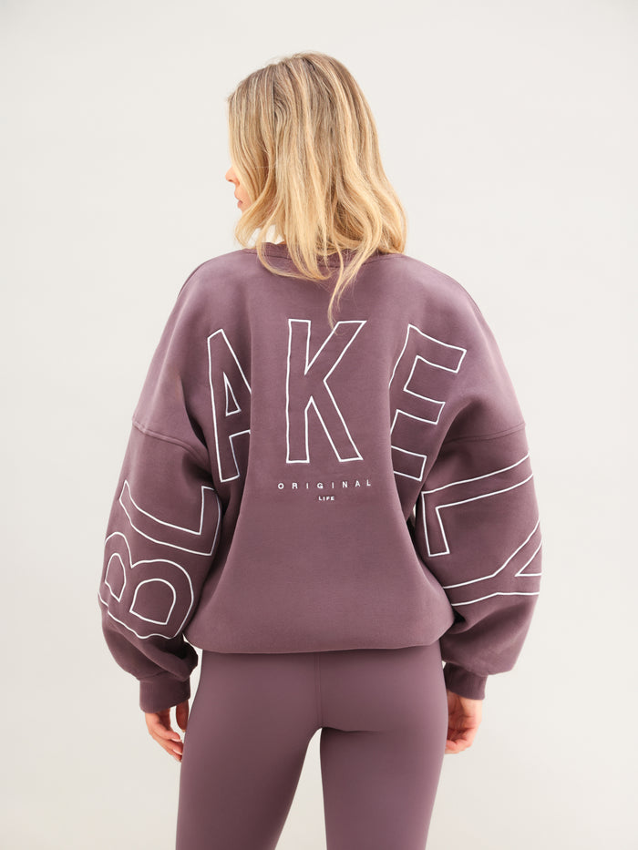 Embroidered Isabel Oversized Sweater - Washed Plum
