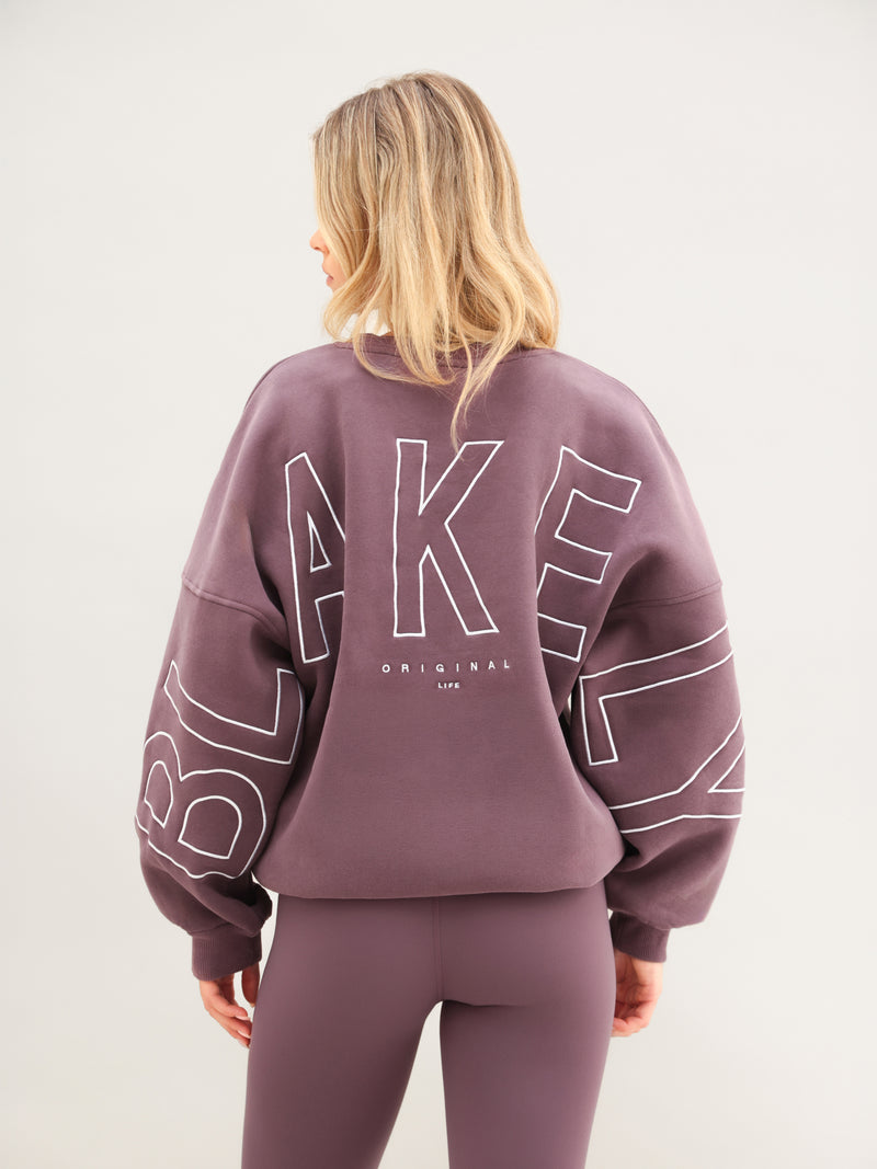 Embroidered Isabel Oversized Sweater - Washed Plum