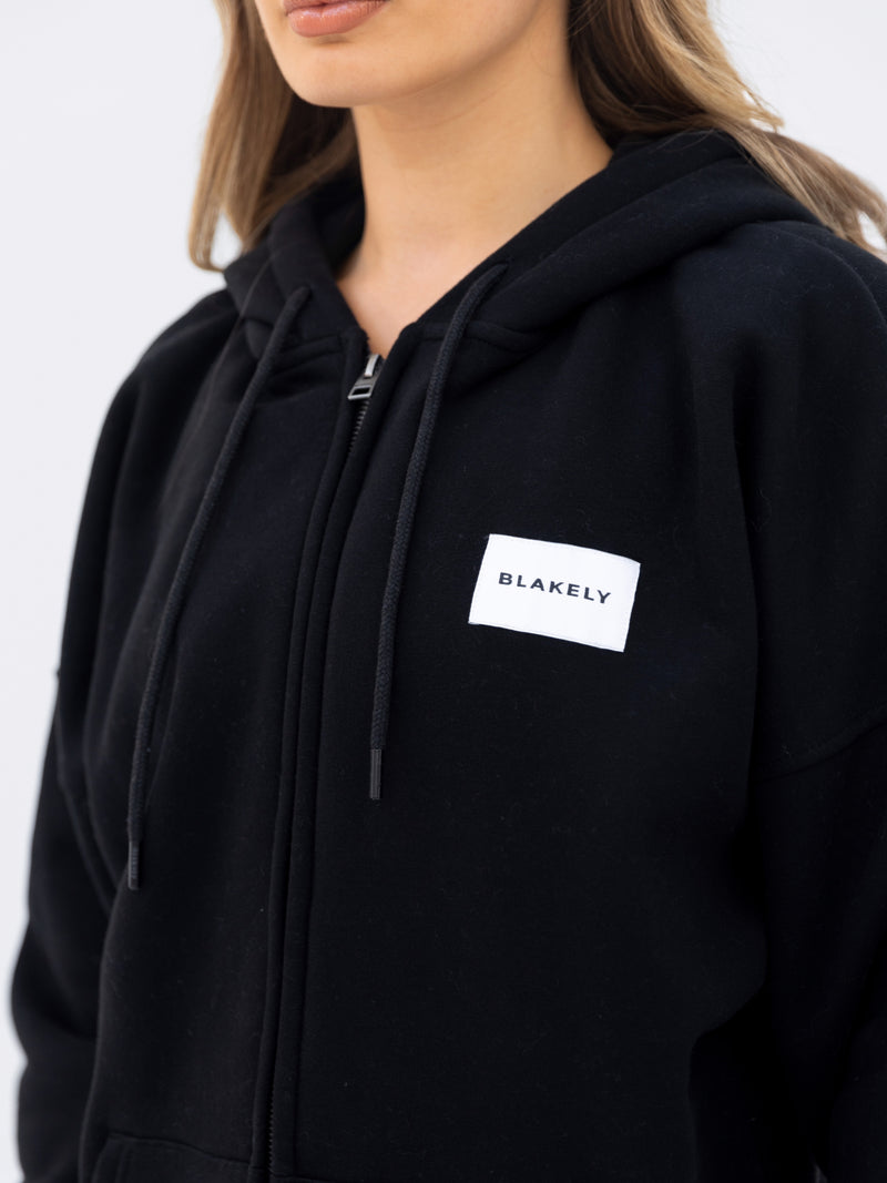 Label Full Zip Hoodie - Black