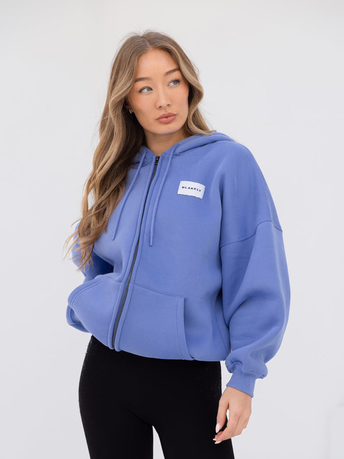 Label Full Zip Hoodie - Lilac Blue