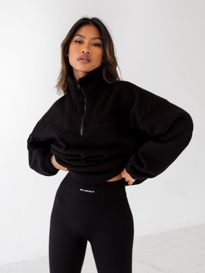 Borg 1/4 Zip Sweater - Black