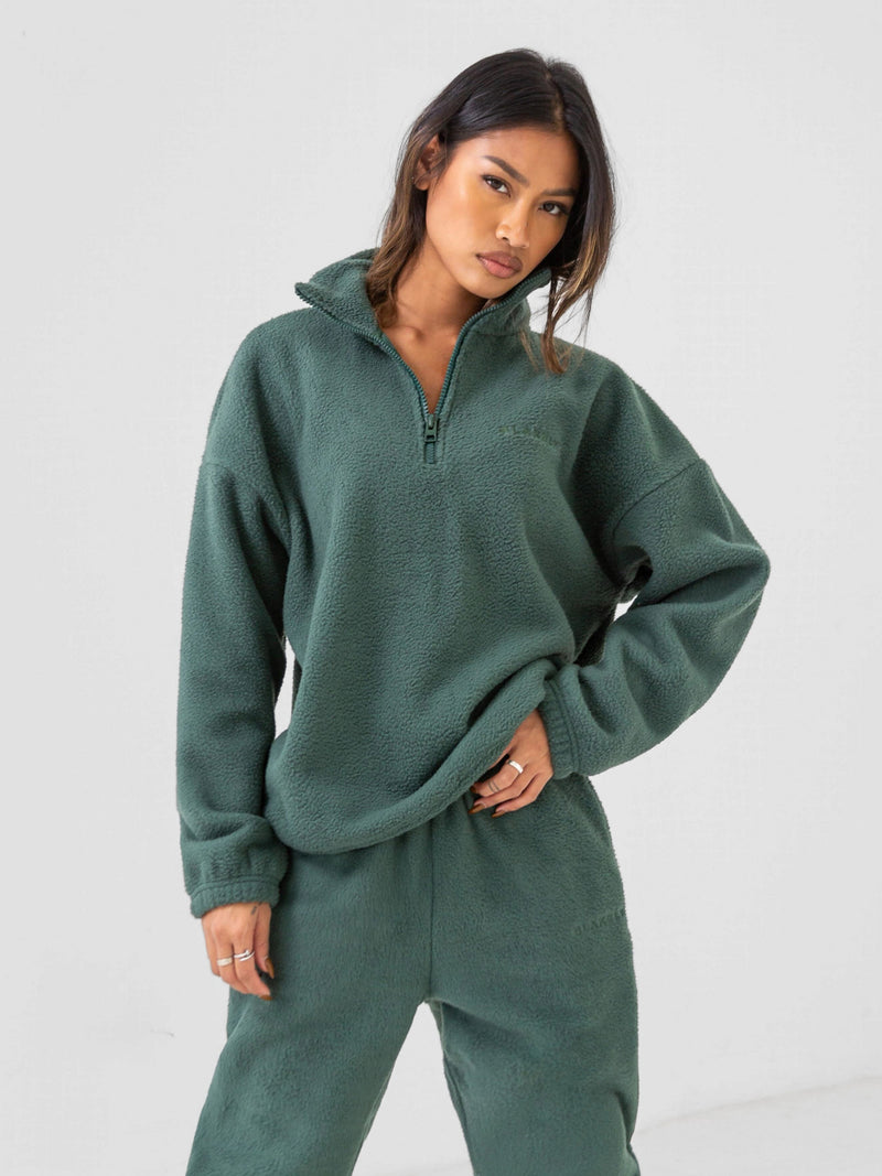 Borg 1/4 Zip Sweater - Green