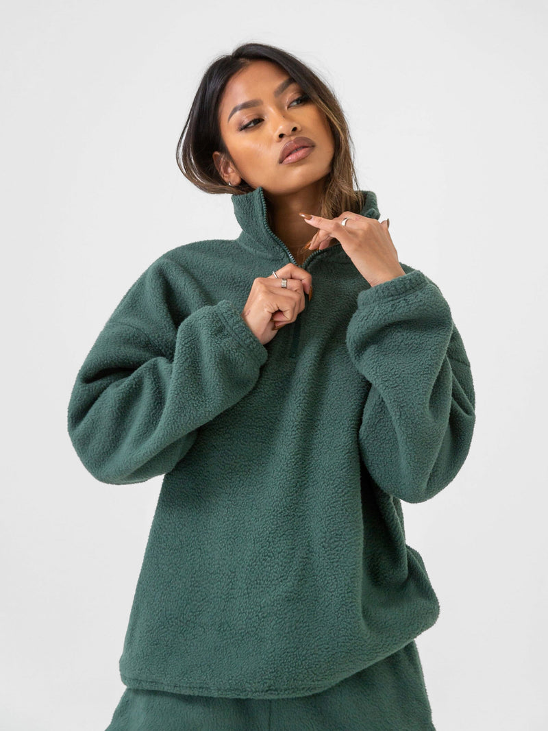 Borg 1/4 Zip Sweater - Green