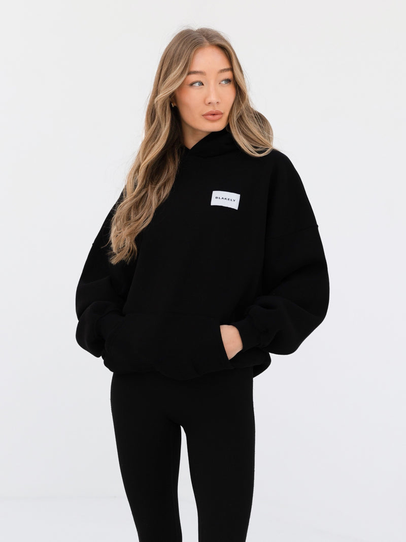 Label Oversized Hoodie - Black