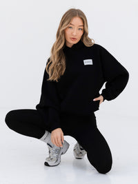 Label Oversized Hoodie - Black