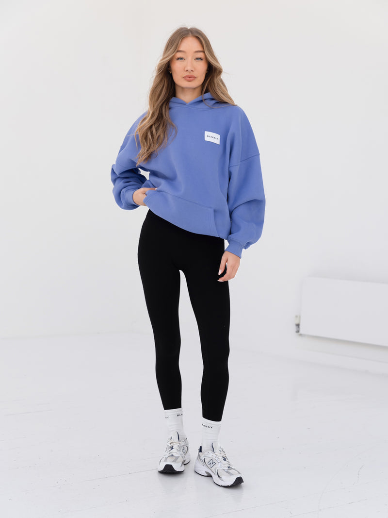 Label Oversized Hoodie - Lilac Blue