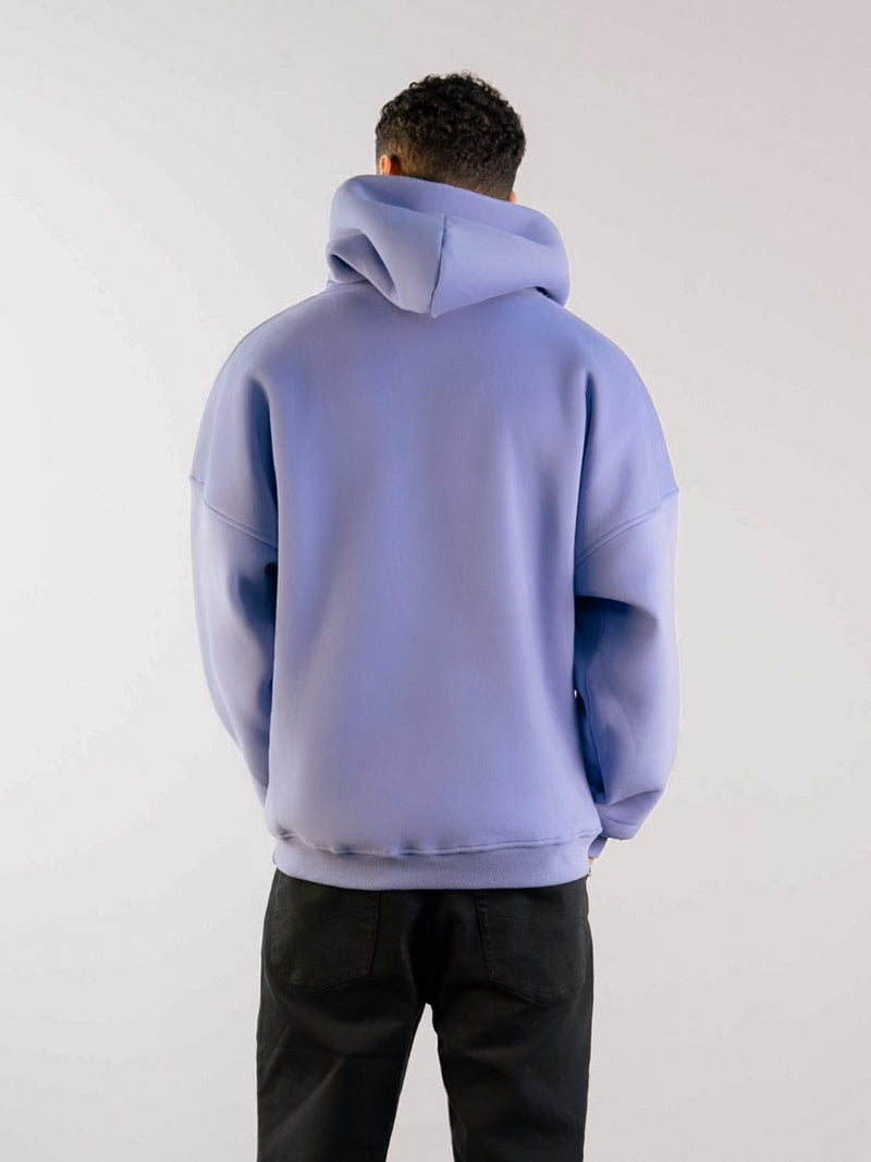 Label Relaxed Hoodie - Lilac Blue