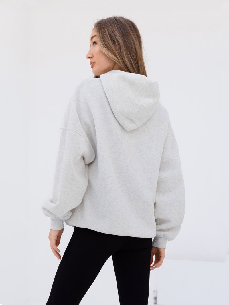 Label Oversized Hoodie - Marl White