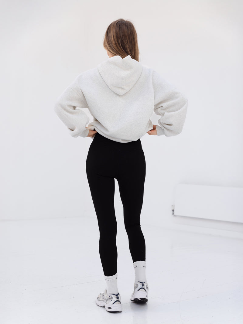 Label Oversized Hoodie - Marl White