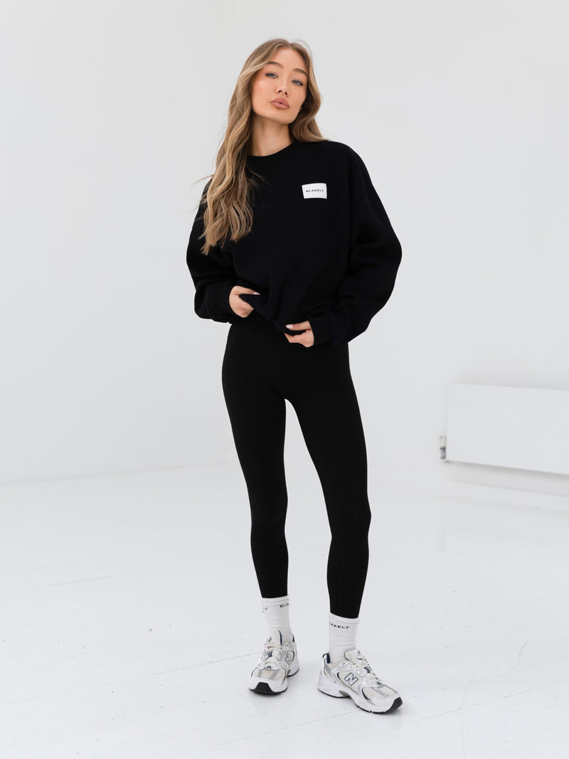 Label Oversized Sweater - Black