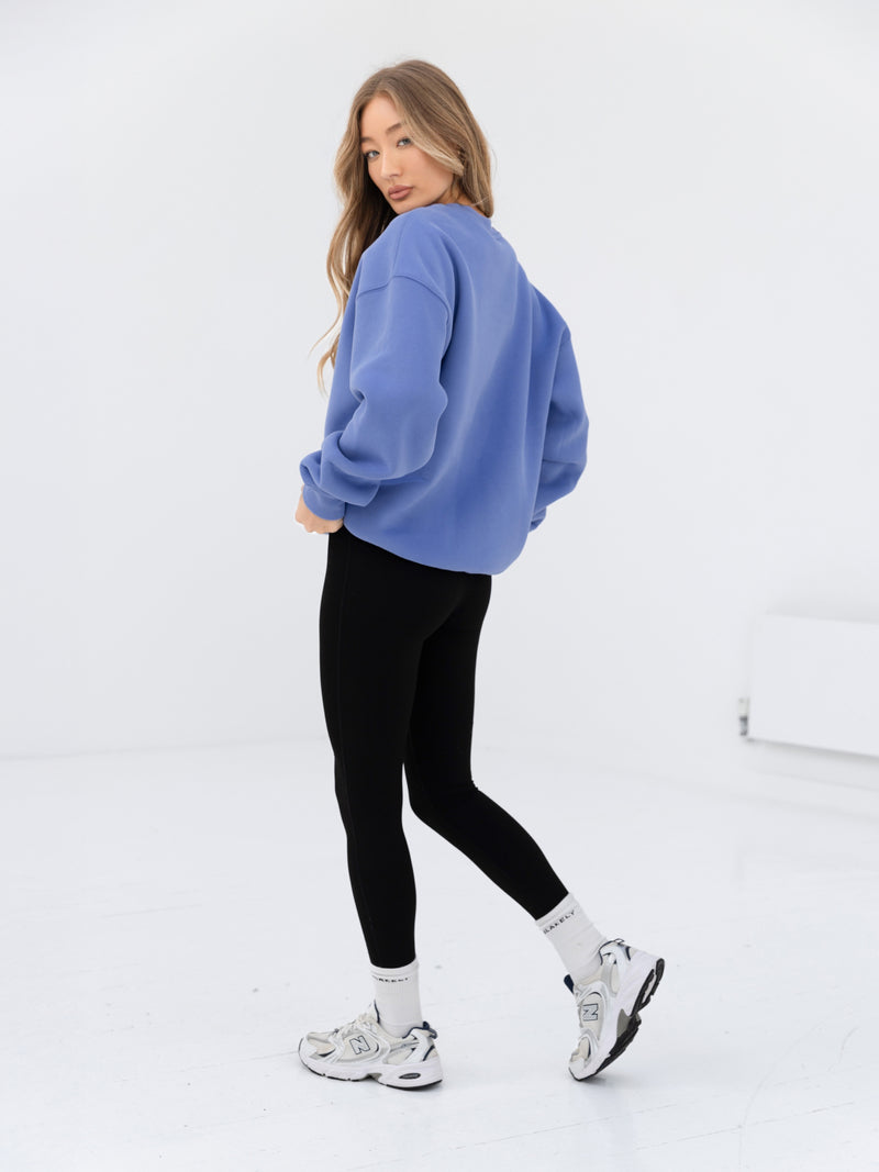 Label Oversized Sweater - Lilac Blue