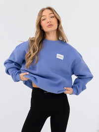 Label Oversized Sweater - Lilac Blue