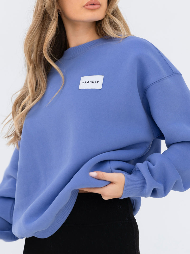 Label Oversized Sweater - Lilac Blue