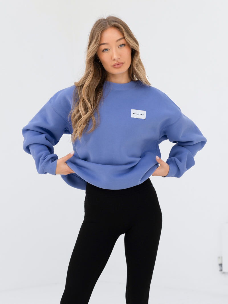 Label Oversized Sweater - Lilac Blue