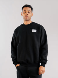 Label Relaxed Sweater - Black