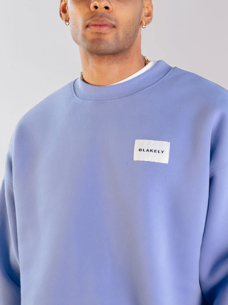 Label Relaxed Sweater - Lilac Blue