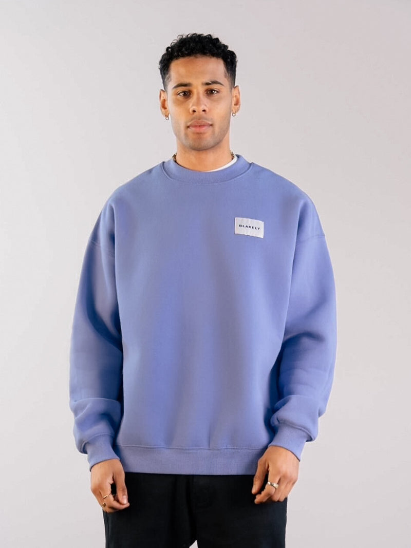 Label Relaxed Sweater - Lilac Blue